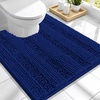 image:imageSmiry Thick Chenille Bathroom Rugs 30x20 Extra Soft Absorbent Striped Bath Rugs Rubber Backing Machine Wash Dry Bath Mats for Bathroom Floor Tub Shower Home Decor Accessories GreyNavy