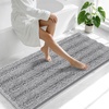image:imageSmiry Thick Chenille Bathroom Rugs 30x20 Extra Soft Absorbent Striped Bath Rugs Rubber Backing Machine Wash Dry Bath Mats for Bathroom Floor Tub Shower Home Decor Accessories GreyGrey