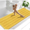 image:imageSmiry Thick Chenille Bathroom Rugs 30x20 Extra Soft Absorbent Striped Bath Rugs Rubber Backing Machine Wash Dry Bath Mats for Bathroom Floor Tub Shower Home Decor Accessories GreyYellow