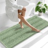 image:imageSmiry Thick Chenille Bathroom Rugs 30x20 Extra Soft Absorbent Striped Bath Rugs Rubber Backing Machine Wash Dry Bath Mats for Bathroom Floor Tub Shower Home Decor Accessories GreySage Green