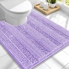 image:imageSmiry Thick Chenille Bathroom Rugs 30x20 Extra Soft Absorbent Striped Bath Rugs Rubber Backing Machine Wash Dry Bath Mats for Bathroom Floor Tub Shower Home Decor Accessories GreyLavender
