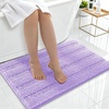 image:imageSmiry Thick Chenille Bathroom Rugs 30x20 Extra Soft Absorbent Striped Bath Rugs Rubber Backing Machine Wash Dry Bath Mats for Bathroom Floor Tub Shower Home Decor Accessories GreyLavender