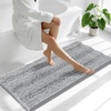 image:imageSmiry Thick Chenille Bathroom Rugs 30x20 Extra Soft Absorbent Striped Bath Rugs Rubber Backing Machine Wash Dry Bath Mats for Bathroom Floor Tub Shower Home Decor Accessories GreyLight Grey