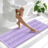 image:imageSmiry Thick Chenille Bathroom Rugs 30x20 Extra Soft Absorbent Striped Bath Rugs Rubber Backing Machine Wash Dry Bath Mats for Bathroom Floor Tub Shower Home Decor Accessories GreyLavender