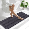 image:imageSmiry Thick Chenille Bathroom Rugs 30x20 Extra Soft Absorbent Striped Bath Rugs Rubber Backing Machine Wash Dry Bath Mats for Bathroom Floor Tub Shower Home Decor Accessories GreyDark Grey