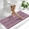 image:imageSmiry Thick Chenille Bathroom Rugs 30x20 Extra Soft Absorbent Striped Bath Rugs Rubber Backing Machine Wash Dry Bath Mats for Bathroom Floor Tub Shower Home Decor Accessories GreyDeep Plum