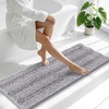image:imageSmiry Thick Chenille Bathroom Rugs 30x20 Extra Soft Absorbent Striped Bath Rugs Rubber Backing Machine Wash Dry Bath Mats for Bathroom Floor Tub Shower Home Decor Accessories GreyGrey