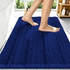 image:imageSmiry Thick Chenille Bathroom Rugs 30x20 Extra Soft Absorbent Striped Bath Rugs Rubber Backing Machine Wash Dry Bath Mats for Bathroom Floor Tub Shower Home Decor Accessories GreyNavy