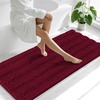 image:imageSmiry Thick Chenille Bathroom Rugs 30x20 Extra Soft Absorbent Striped Bath Rugs Rubber Backing Machine Wash Dry Bath Mats for Bathroom Floor Tub Shower Home Decor Accessories GreyBurgundy