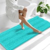 image:imageSmiry Thick Chenille Bathroom Rugs 30x20 Extra Soft Absorbent Striped Bath Rugs Rubber Backing Machine Wash Dry Bath Mats for Bathroom Floor Tub Shower Home Decor Accessories GreyTeal