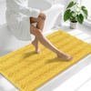 image:imageSmiry Thick Chenille Bathroom Rugs 30x20 Extra Soft Absorbent Striped Bath Rugs Rubber Backing Machine Wash Dry Bath Mats for Bathroom Floor Tub Shower Home Decor Accessories GreyYellow