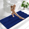 image:imageSmiry Thick Chenille Bathroom Rugs 30x20 Extra Soft Absorbent Striped Bath Rugs Rubber Backing Machine Wash Dry Bath Mats for Bathroom Floor Tub Shower Home Decor Accessories GreyNavy