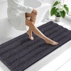 image:imageSmiry Thick Chenille Bathroom Rugs 30x20 Extra Soft Absorbent Striped Bath Rugs Rubber Backing Machine Wash Dry Bath Mats for Bathroom Floor Tub Shower Home Decor Accessories GreyDark Grey