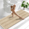 image:imageSmiry Thick Chenille Bathroom Rugs 30x20 Extra Soft Absorbent Striped Bath Rugs Rubber Backing Machine Wash Dry Bath Mats for Bathroom Floor Tub Shower Home Decor Accessories GreyBeige