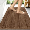 image:imageSmiry Thick Chenille Bathroom Rugs 30x20 Extra Soft Absorbent Striped Bath Rugs Rubber Backing Machine Wash Dry Bath Mats for Bathroom Floor Tub Shower Home Decor Accessories GreyMocha