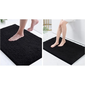 image:imageSmiry Luxury Chenille Bath Rug Set 2 Piece Extra Soft and Absorbent Shaggy Bathroom Mat Rugs Machine Washable NonSlip Plush Carpet Runner for Tub Shower and Bath Room24x1636x 24Black