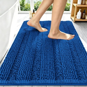 image:imageSmiry Thick Chenille Bathroom Rugs 30x20 Extra Soft Absorbent Striped Bath Rugs Rubber Backing Machine Wash Dry Bath Mats for Bathroom Floor Tub Shower Home Decor Accessories GreyDeep Navy Blue