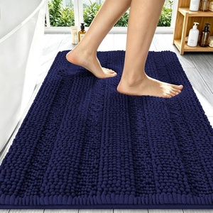 image:imageSmiry Thick Chenille Bathroom Rugs 30x20 Extra Soft Absorbent Striped Bath Rugs Rubber Backing Machine Wash Dry Bath Mats for Bathroom Floor Tub Shower Home Decor Accessories GreyTwilight Sapphire