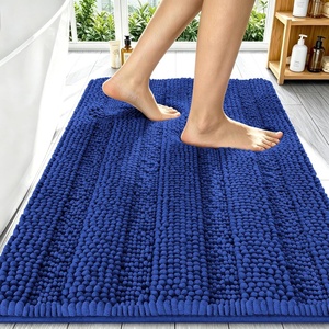 image:imageSmiry Thick Chenille Bathroom Rugs 30x20 Extra Soft Absorbent Striped Bath Rugs Rubber Backing Machine Wash Dry Bath Mats for Bathroom Floor Tub Shower Home Decor Accessories GreyRoyal Blue