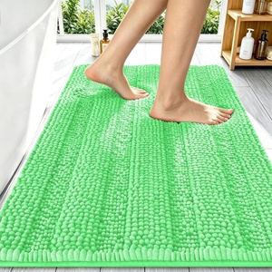 image:imageSmiry Thick Chenille Bathroom Rugs 30x20 Extra Soft Absorbent Striped Bath Rugs Rubber Backing Machine Wash Dry Bath Mats for Bathroom Floor Tub Shower Home Decor Accessories GreyMint Green