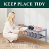image:imageSmiry Bamboo Shoe Rack 3 Tier Free Standing Wooden Shoe Organizer Stackable Wood Shoe Storage Shelf for Closet Entryway 5 Horizontal Slats 268x11x183 NaturalGrey