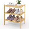 image:imageSmiry Bamboo Shoe Rack 3 Tier Free Standing Wooden Shoe Organizer Stackable Wood Shoe Storage Shelf for Closet Entryway 5 Horizontal Slats 268x11x183 NaturalNatural