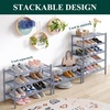 image:imageSmiry Bamboo Shoe Rack 3 Tier Free Standing Wooden Shoe Organizer Stackable Wood Shoe Storage Shelf for Closet Entryway 5 Horizontal Slats 268x11x183 NaturalGrey