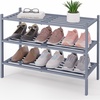 image:imageSmiry Bamboo Shoe Rack 3 Tier Free Standing Wooden Shoe Organizer Stackable Wood Shoe Storage Shelf for Closet Entryway 5 Horizontal Slats 268x11x183 NaturalGrey