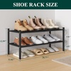 image:imageSmiry Bamboo Shoe Rack 3 Tier Free Standing Wooden Shoe Organizer Stackable Wood Shoe Storage Shelf for Closet Entryway 5 Horizontal Slats 268x11x183 NaturalBlack