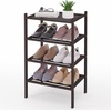 image:imageSmiry Bamboo Shoe Rack 3 Tier Free Standing Wooden Shoe Organizer Stackable Wood Shoe Storage Shelf for Closet Entryway 5 Horizontal Slats 268x11x183 NaturalBrown