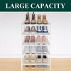 image:imageSmiry Bamboo Shoe Rack 3 Tier Free Standing Wooden Shoe Organizer Stackable Wood Shoe Storage Shelf for Closet Entryway 5 Horizontal Slats 268x11x183 NaturalWhite