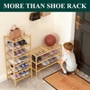 image:imageSmiry Bamboo Shoe Rack 3 Tier Free Standing Wooden Shoe Organizer Stackable Wood Shoe Storage Shelf for Closet Entryway 5 Horizontal Slats 268x11x183 NaturalNatural