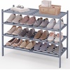 image:imageSmiry Bamboo Shoe Rack 3 Tier Free Standing Wooden Shoe Organizer Stackable Wood Shoe Storage Shelf for Closet Entryway 5 Horizontal Slats 268x11x183 NaturalGrey