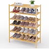 image:imageSmiry Bamboo Shoe Rack 3 Tier Free Standing Wooden Shoe Organizer Stackable Wood Shoe Storage Shelf for Closet Entryway 5 Horizontal Slats 268x11x183 NaturalNatural