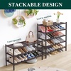 image:imageSmiry Bamboo Shoe Rack 3 Tier Free Standing Wooden Shoe Organizer Stackable Wood Shoe Storage Shelf for Closet Entryway 5 Horizontal Slats 268x11x183 NaturalBrown