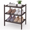 image:imageSmiry Bamboo Shoe Rack 3 Tier Free Standing Wooden Shoe Organizer Stackable Wood Shoe Storage Shelf for Closet Entryway 5 Horizontal Slats 268x11x183 NaturalBrown