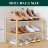 image:imageSmiry Bamboo Shoe Rack 3 Tier Free Standing Wooden Shoe Organizer Stackable Wood Shoe Storage Shelf for Closet Entryway 5 Horizontal Slats 268x11x183 NaturalNatural