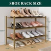image:imageSmiry Bamboo Shoe Rack 3 Tier Free Standing Wooden Shoe Organizer Stackable Wood Shoe Storage Shelf for Closet Entryway 5 Horizontal Slats 268x11x183 NaturalWalnut