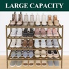 image:imageSmiry Bamboo Shoe Rack 3 Tier Free Standing Wooden Shoe Organizer Stackable Wood Shoe Storage Shelf for Closet Entryway 5 Horizontal Slats 268x11x183 NaturalWalnut