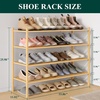 image:imageSmiry Bamboo Shoe Rack 3 Tier Free Standing Wooden Shoe Organizer Stackable Wood Shoe Storage Shelf for Closet Entryway 5 Horizontal Slats 268x11x183 NaturalNatural