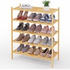 image:imageSmiry Bamboo Shoe Rack 3 Tier Free Standing Wooden Shoe Organizer Stackable Wood Shoe Storage Shelf for Closet Entryway 5 Horizontal Slats 268x11x183 NaturalNatural