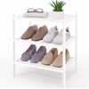 image:imageSmiry Bamboo Shoe Rack 3 Tier Free Standing Wooden Shoe Organizer Stackable Wood Shoe Storage Shelf for Closet Entryway 5 Horizontal Slats 268x11x183 NaturalWhite