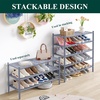 image:imageSmiry Bamboo Shoe Rack 3 Tier Free Standing Wooden Shoe Organizer Stackable Wood Shoe Storage Shelf for Closet Entryway 5 Horizontal Slats 268x11x183 NaturalGrey