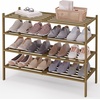 image:imageSmiry Bamboo Shoe Rack 3 Tier Free Standing Wooden Shoe Organizer Stackable Wood Shoe Storage Shelf for Closet Entryway 5 Horizontal Slats 268x11x183 NaturalWalnut