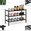 image:imageSmiry Bamboo Shoe Rack 3 Tier Free Standing Wooden Shoe Organizer Stackable Wood Shoe Storage Shelf for Closet Entryway 5 Horizontal Slats 268x11x183 NaturalBlack