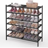 image:imageSmiry Bamboo Shoe Rack 3 Tier Free Standing Wooden Shoe Organizer Stackable Wood Shoe Storage Shelf for Closet Entryway 5 Horizontal Slats 268x11x183 NaturalBlack
