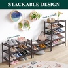 image:imageSmiry Bamboo Shoe Rack 3 Tier Free Standing Wooden Shoe Organizer Stackable Wood Shoe Storage Shelf for Closet Entryway 5 Horizontal Slats 268x11x183 NaturalBrown