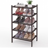 image:imageSmiry Bamboo Shoe Rack 3 Tier Free Standing Wooden Shoe Organizer Stackable Wood Shoe Storage Shelf for Closet Entryway 5 Horizontal Slats 268x11x183 NaturalBrown