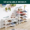 image:imageSmiry Bamboo Shoe Rack 3 Tier Free Standing Wooden Shoe Organizer Stackable Wood Shoe Storage Shelf for Closet Entryway 5 Horizontal Slats 268x11x183 NaturalWhite
