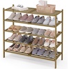 image:imageSmiry Bamboo Shoe Rack 3 Tier Free Standing Wooden Shoe Organizer Stackable Wood Shoe Storage Shelf for Closet Entryway 5 Horizontal Slats 268x11x183 NaturalWalnut